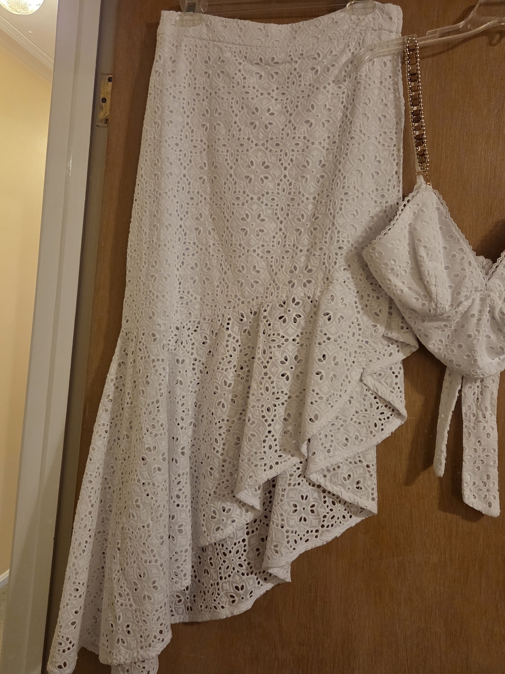 Studio White Eyelet Lace Skirt with Tag Halter Bra Top